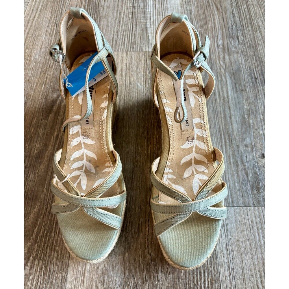 MTNG Wedge Sandals Womens Mint Green Size Espadrille EU 39 US 8.5 Open Toe Shoe - Picture 2 of 8